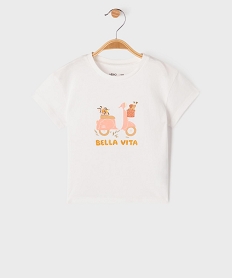 GEMO Tee-shirt manches courtes à motif brodé bébé fille Beige