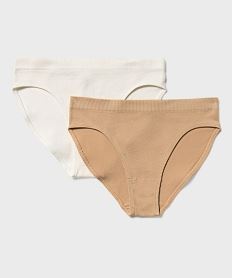 GEMO Culottes en maille côtelée fille (lot de 2) Beige