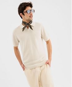GEMO Polo à manches courtes en maille fantaisie homme Beige