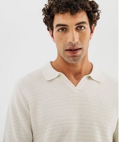 GEMO Polo manches courtes en maille fantaisie homme Beige