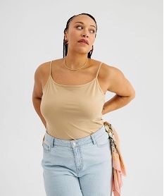 GEMO Débardeur à fines bretelles en coton stretch femme grande taille beige standard
