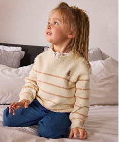 GEMO Pull rayé avec col en dentelle bébé fille - LuluCastagnette Beige