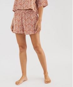 GEMO Short de pyjama imprimé en viscose femme Orange