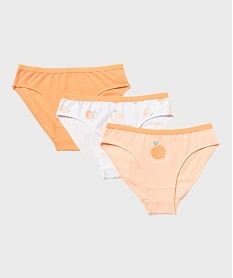 GEMO Culottes en coton stretch à motifs fruits fille (lot de 3) Orange
