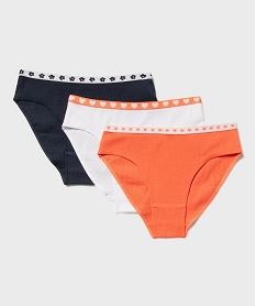 GEMO Culottes en coton stretch avec ceinture à motifs fille (lot de 3) Bleu