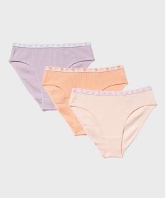 GEMO Culottes en coton stretch avec ceinture à motifs fille (lot de 3) Orange