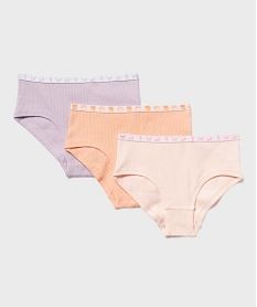 GEMO Shorties en coton stretch avec ceinture à motifs fille (lot de 3) Orange