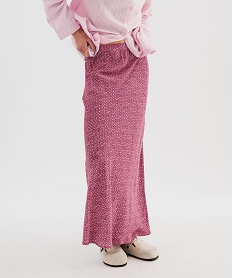 GEMO Jupe longue en viscose fleurie femme Rose