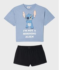 GEMO Pyjashort bicolore avec motif Stitch fille - Disney bleu standard