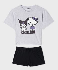 GEMO Pyjashort bicolore avec motifs chats fille - Hello Kitty gris standard
