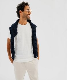 GEMO Tee-shirt manches courtes effet rayé homme Beige