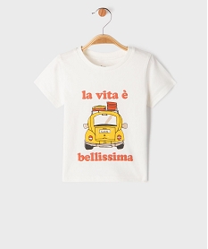 GEMO Tee-shirt manches courtes à message bébé garçon Blanc
