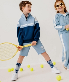 GEMO Bermuda en maille extensible à taille élastiquée garçon bleu standard