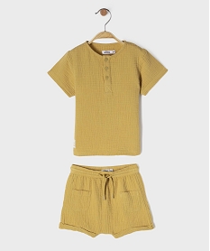 GEMO Ensemble 2 pièces en gaze de coton bébé garçon short + tee-shirt Orange