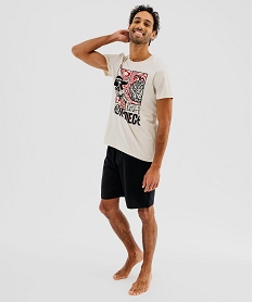 GEMO Pyjashort bicolore motif manga homme - One Piece beige standard