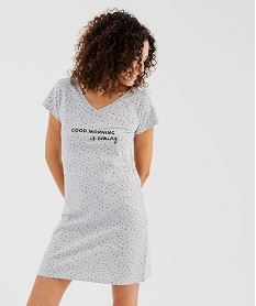 GEMO Chemise de nuit imprimée à manches courtes femme Gris