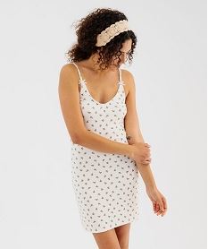 GEMO Nuisette à fines bretelles en maille côtelée femme Blanc