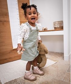 GEMO Ensemble 2 pièces bébé fille robe salopette et tee-shirt vert standard