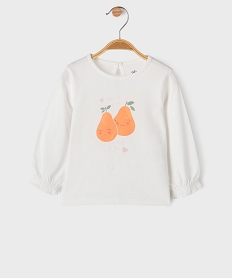 GEMO Tee-shirt manches longues avec motifs bébé fille Blanc