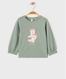GEMO Tee-shirt manches longues avec motifs bébé fille vert standard