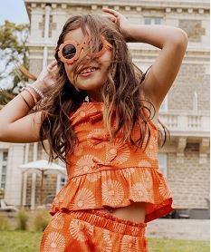 GEMO Débardeur imprimé à volants et noeuds fille Orange