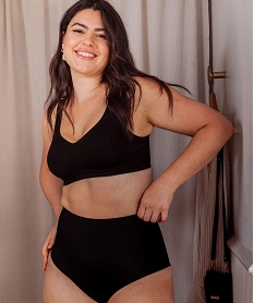 GEMO Culotte taille haute unie en microfibre femme noir standard