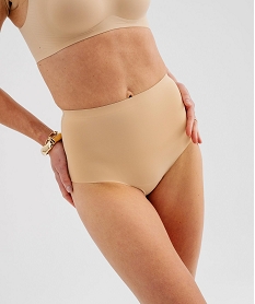 GEMO Culotte taille haute unie en microfibre femme beige standard