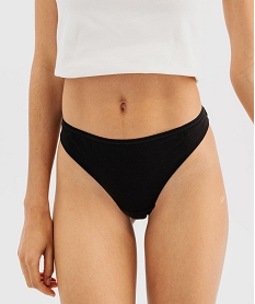 GEMO String en coton stretch uni femme (lot de 2) noir standard