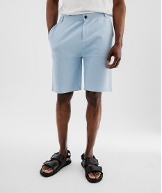 GEMO Bermuda en maille piquée homme Bleu