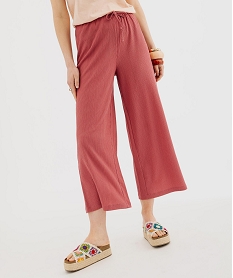 GEMO Pantacourt large fluide avec taille ajustable femme rose standard
