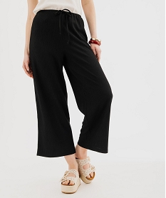 GEMO Pantacourt large fluide avec taille ajustable femme noir standard