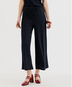GEMO Pantacourt large fluide avec taille ajustable femme Bleu