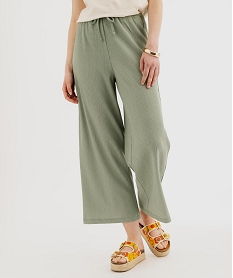 GEMO Pantacourt large fluide avec taille ajustable femme Vert