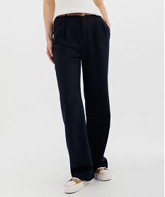 GEMO Pantalon large en viscose et lin avec ceinture femme - LuluCastagnette navy