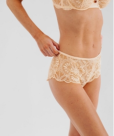 GEMO Shorty en dentelle scintillante et finitions satinées femme Beige