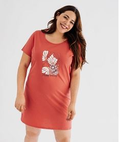 GEMO Chemise de nuit à manches courtes avec motifs femme grande taille rose standard