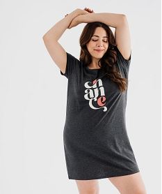 GEMO Chemise de nuit à manches courtes avec motifs femme grande taille Gris
