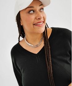 pull col v en maille fine femme grande taille noir standard pullsI788001_3