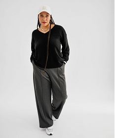pull col v en maille fine femme grande taille noir standard pullsI788001_4