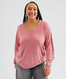 pull col v en maille fine femme grande taille rose standard pullsI788201_2