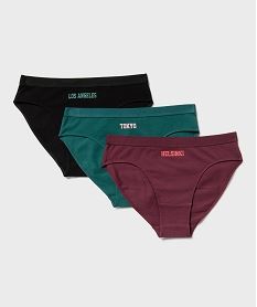 GEMO Culottes en coton stretch avec inscriptions urbaines fille (lot de 3) Multicolore