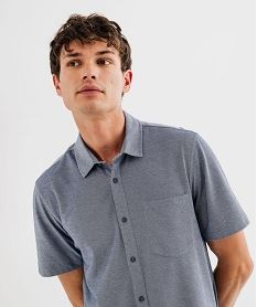 chemise manches courtes en maille piquee fluide homme bleu chine chemise manches courtesI792201_2