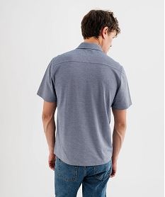 chemise manches courtes en maille piquee fluide homme bleu chine chemise manches courtesI792201_3