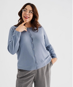 GEMO Gilet à col rond en maille fine femme grande taille bleu standard