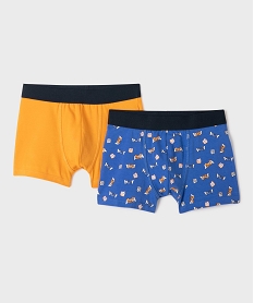 GEMO Boxers en coton stretch uni et motifs jeu vidéo garçon (lot de 2) Multicolore