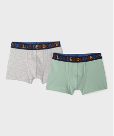 GEMO Boxers en coton stretch uni avec ceinture fantaisie garçon (lot de 2) Multicolore