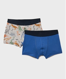 GEMO Boxers en coton stretch uni et motif dinosaures garçon (lot de 2) Multicolore