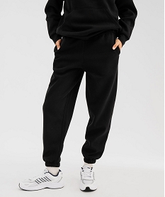 GEMO Pantalon de jogging en molleton uni à taille élastiquée femme noir standard