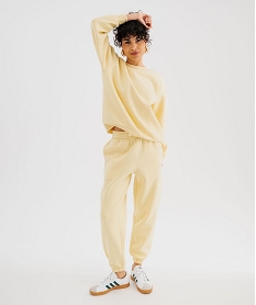 pantalon de jogging en molleton uni a taille elastiquee femme[missing] jaune standard pantalonsI795201_4