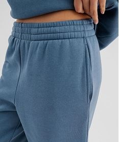pantalon de jogging en molleton uni a taille elastiquee femme bleu standard pantalonsI795401_2